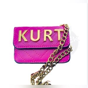Kurt Geiger Micro Mini Pink Crossbody Bag with Gold Chain